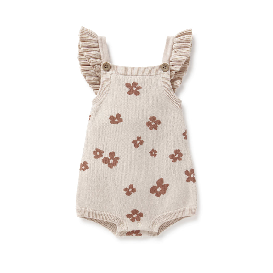 Baby Flower Knit Ruffle Romper Knitted Baby Onesie 