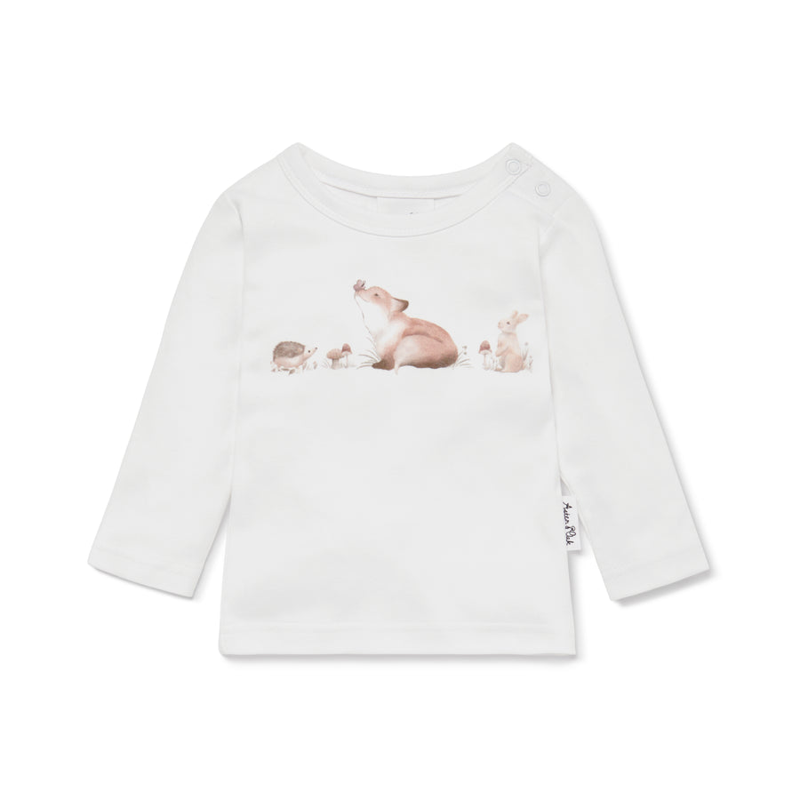 Baby & Toddler White Fox Print Long Sleeve Top Tee
