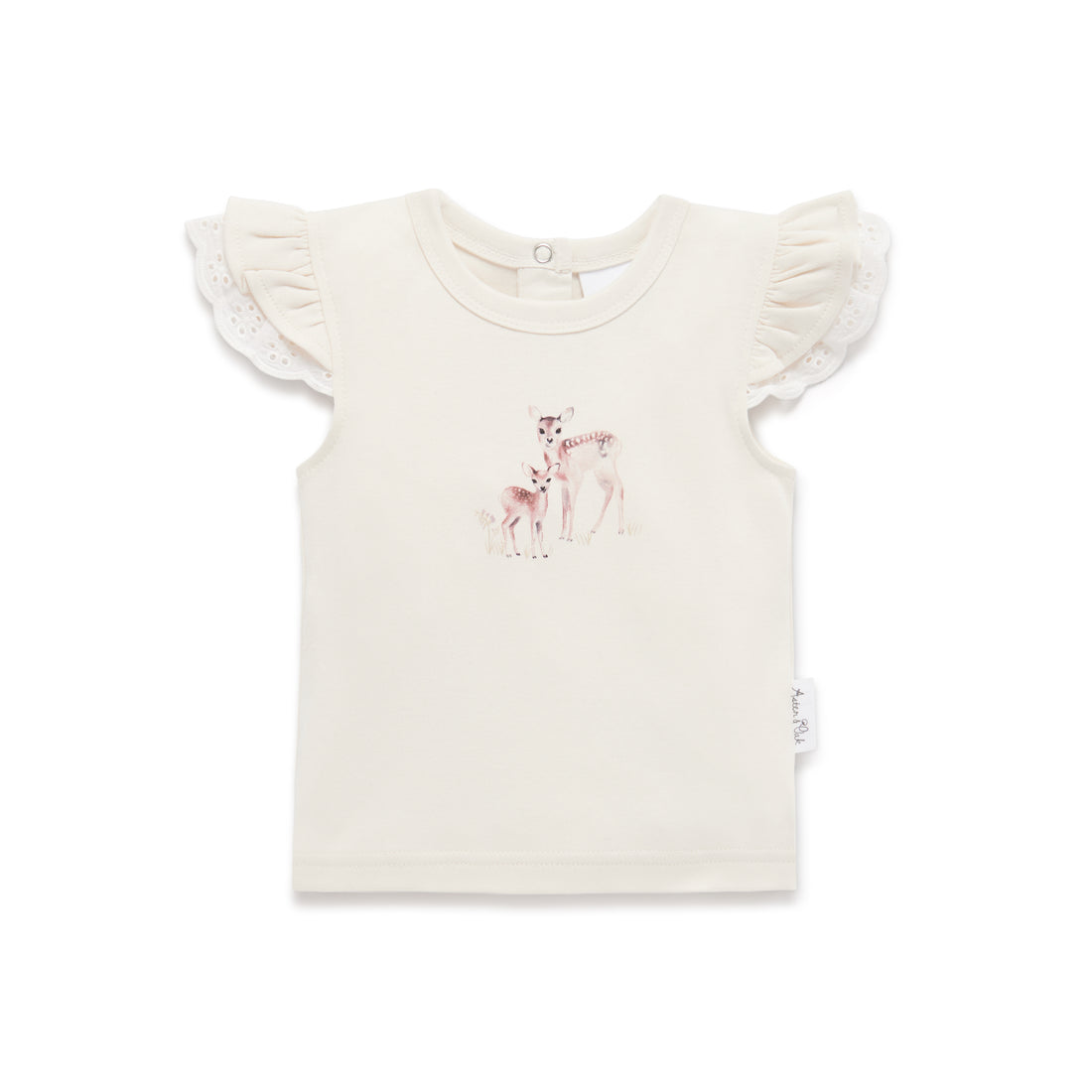 Organic Cotton Deer Fawn Print Flutter Top