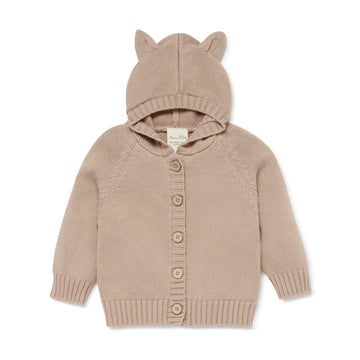 Baby & Toddler Kids Taupe Fox Knit Cardigan With Ears