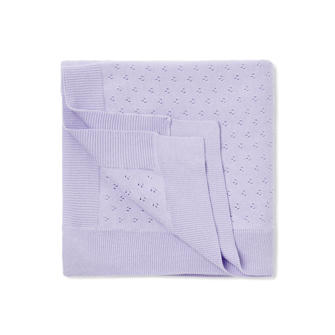 Baby Girl Pointelle Knitted Lavender Ruffle Knit Blanket Wrap