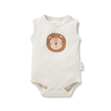 Baby Newborn Boy Lion Print Singlet Onesie Bodysuit