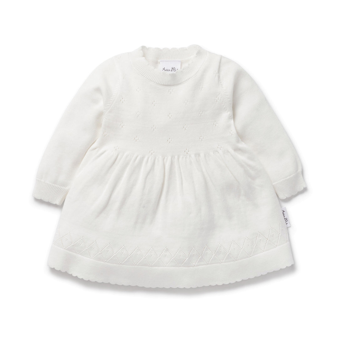 Ivory White Pointelle Knit Dress