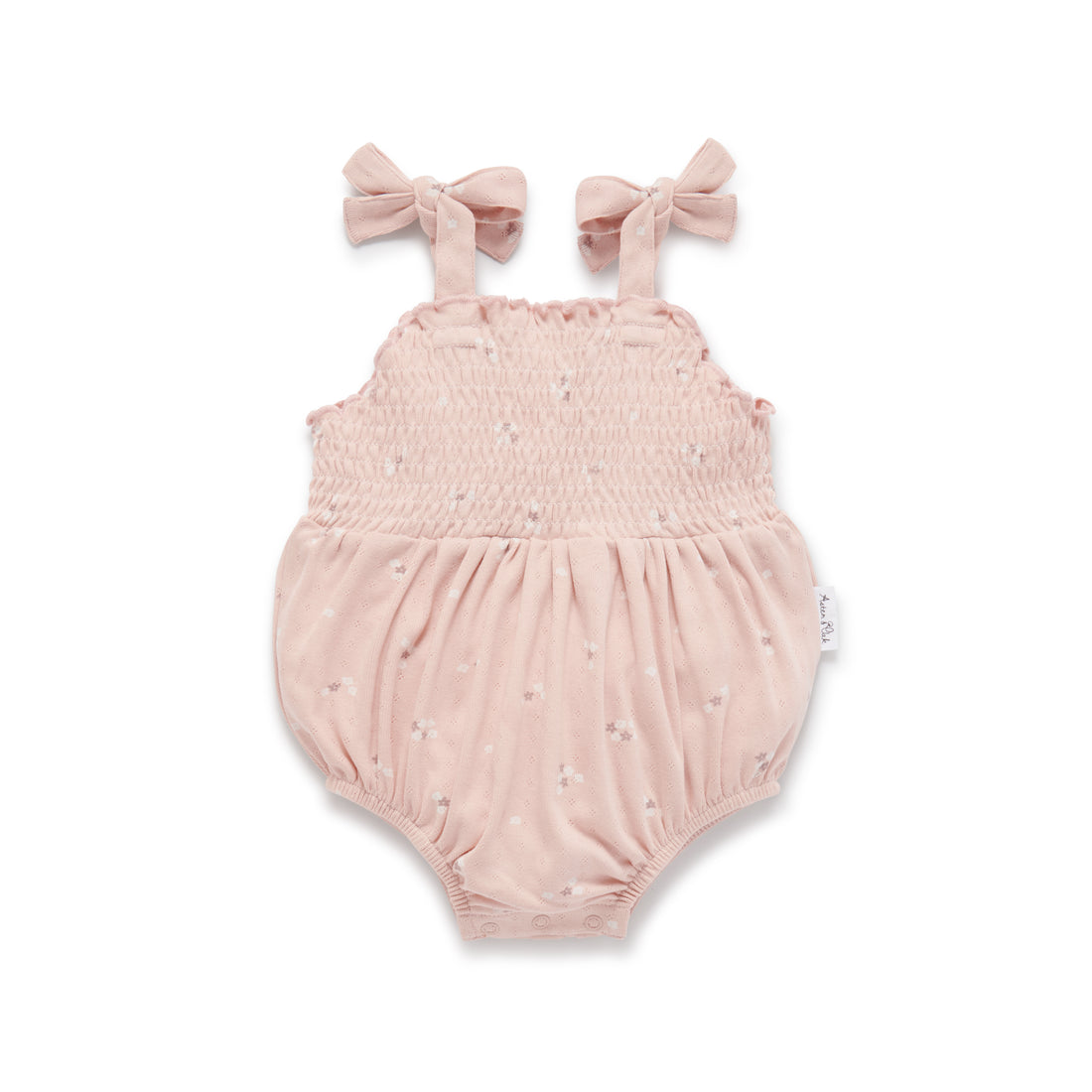 Baby Girls Oversized Pink Petal Pointelle Tie Romper