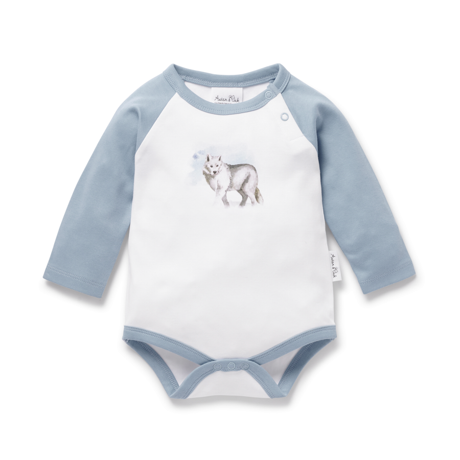 Snow Wolf Print Onesie