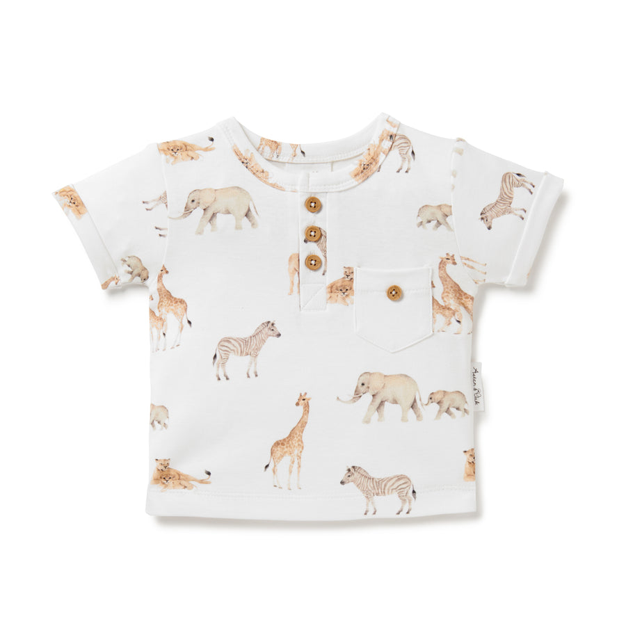 Baby & Toddler Boys Animals Savanna Henley Top T-Shirt 