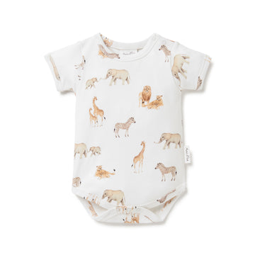 Baby Boys Animal Safari Savanna AOP Onesie Bodysuit