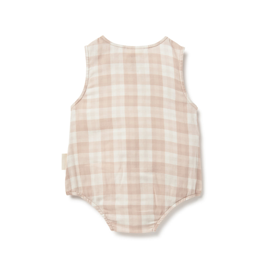 Baby Boys Gingham Check Bubble Romper Playsuit