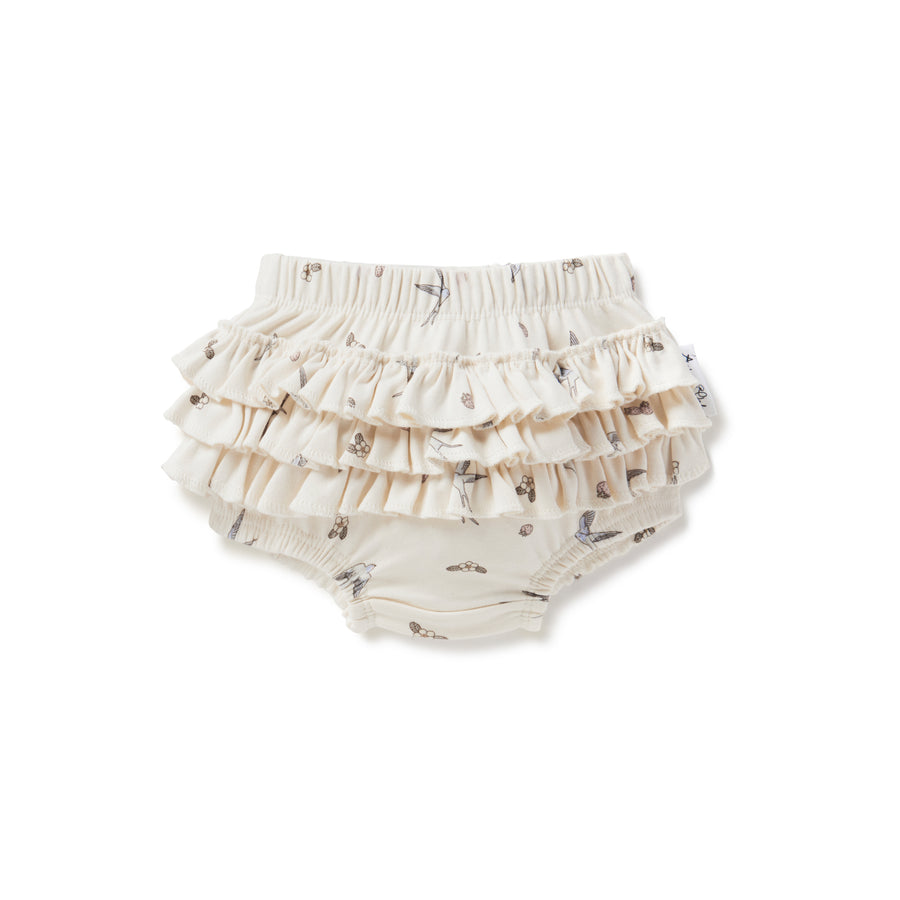 Baby Girls Bird Swallow Ruffle Bloomers Natural 