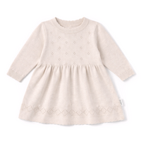 Oatmeal Pointelle Knit Dress