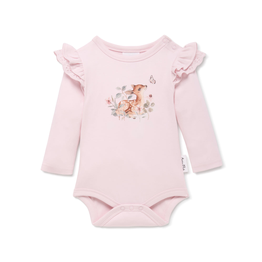 Baby Girls Pink Vintage Meadow Print Onesie Bodysuit Flutter