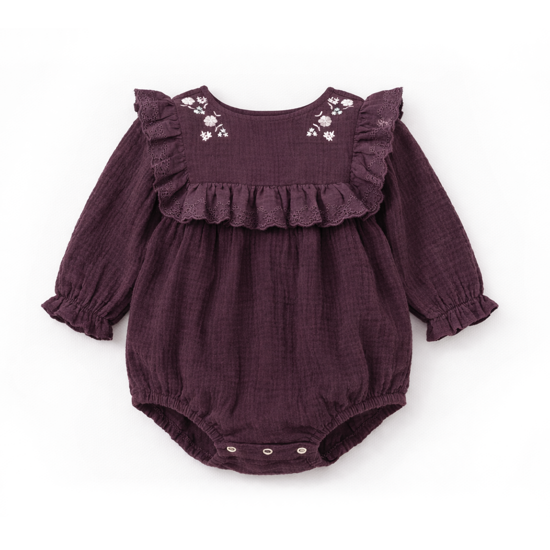Plum Floral Muslin Romper