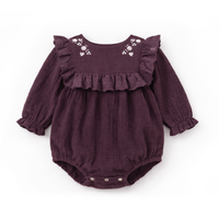 Plum Floral Muslin Romper