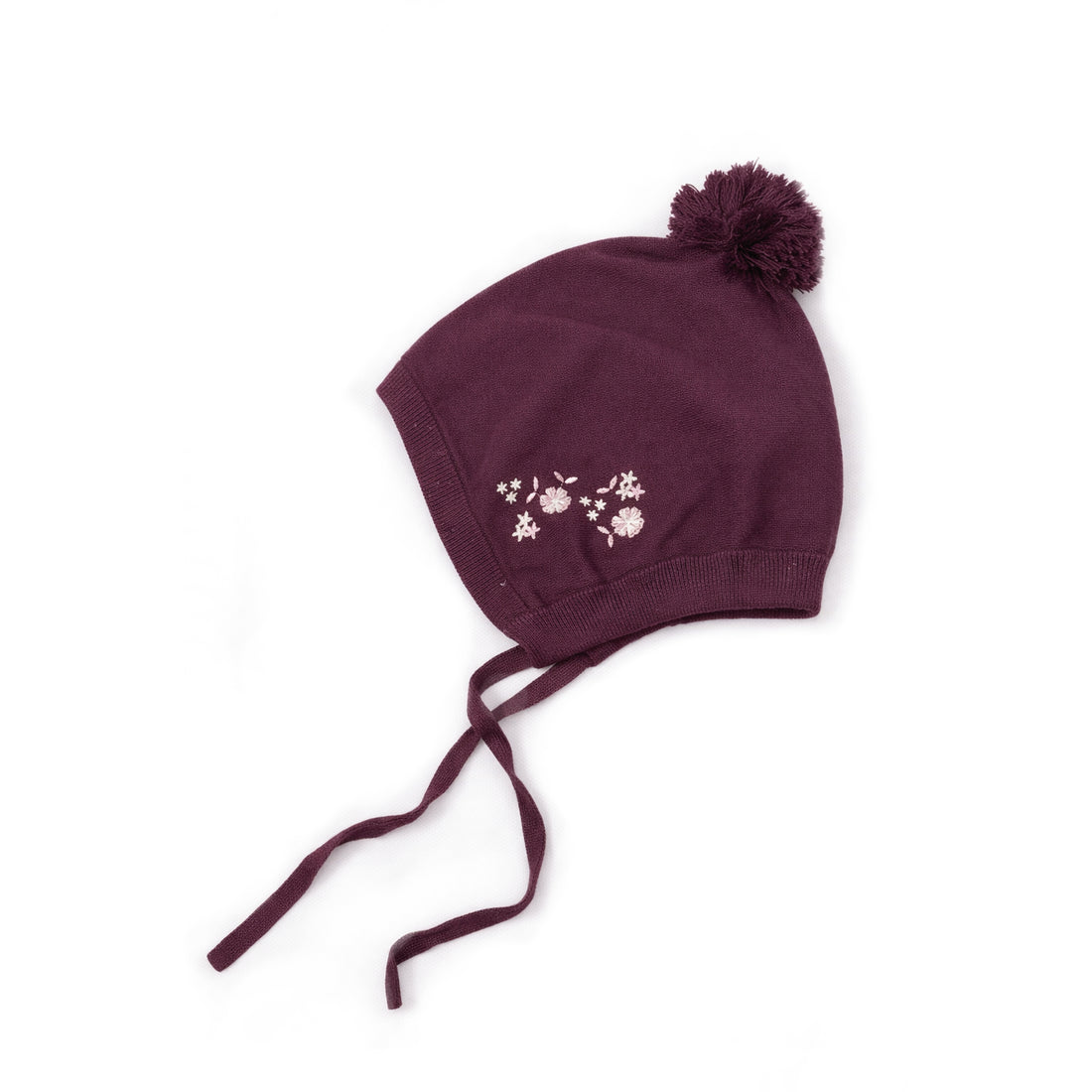 Plum Floral Knit Bonnet