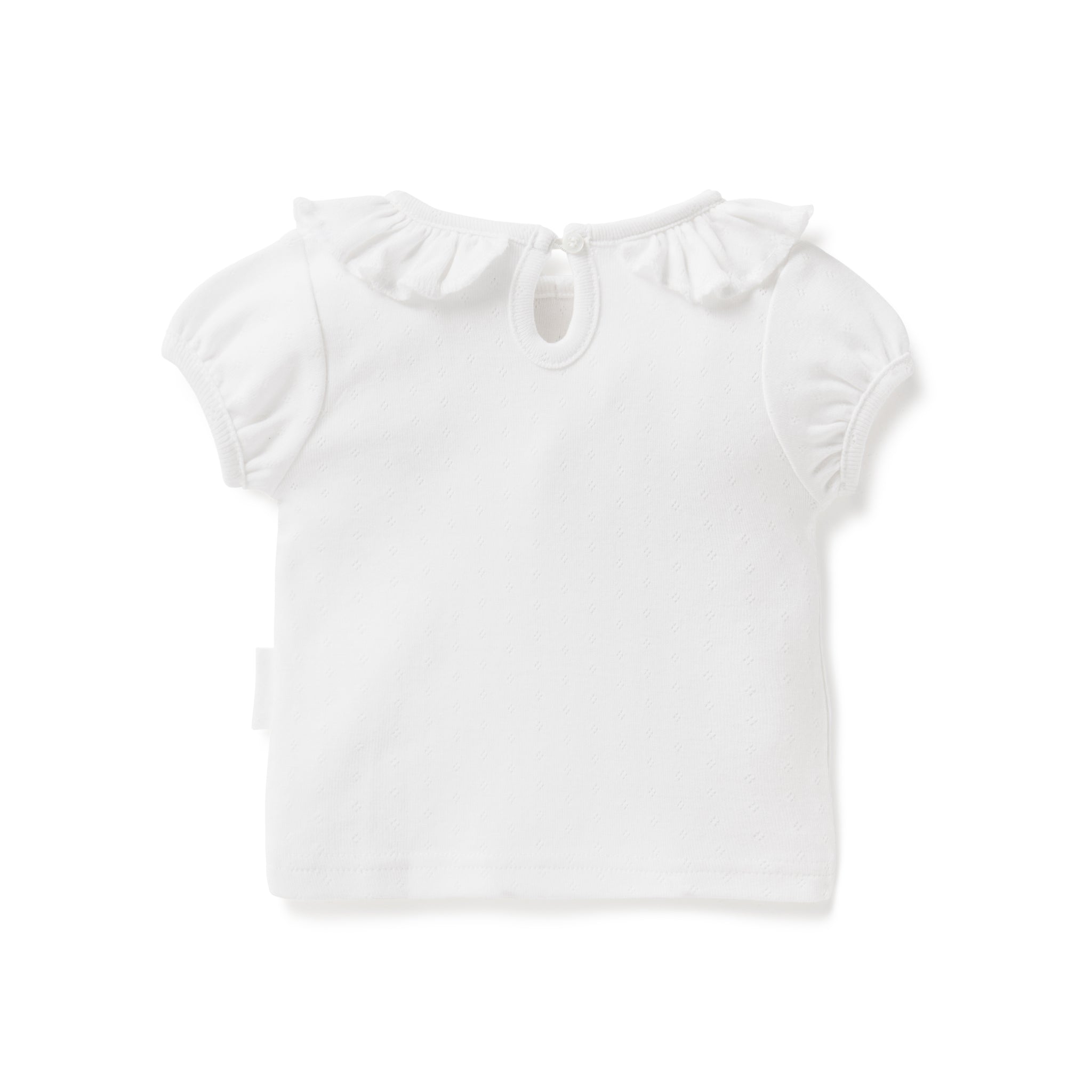 Baby & Toddler Girls White Pointelle Ruffle Top Tshirt – Aster & Oak