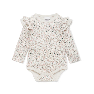 Baby Girls Bodysuit Flowers Winter Floral Flutter Onesie