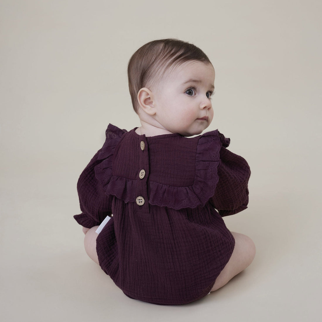 Plum Floral Muslin Romper