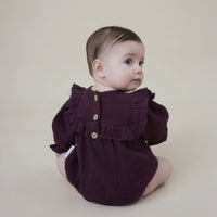 Plum Floral Muslin Romper