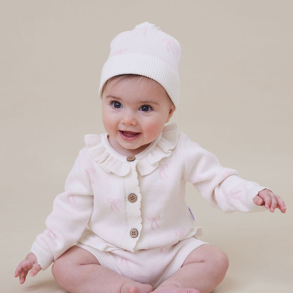 Coconut Bow Knit Beanie