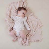 Oatmeal Ruffle Knit Blanket