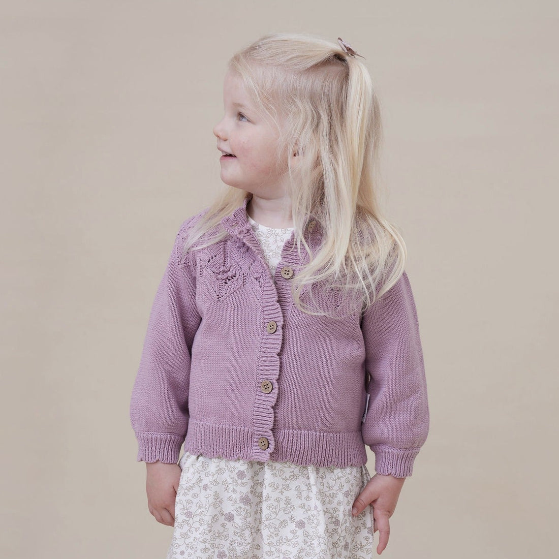 Pink Detailed Knit Cardigan