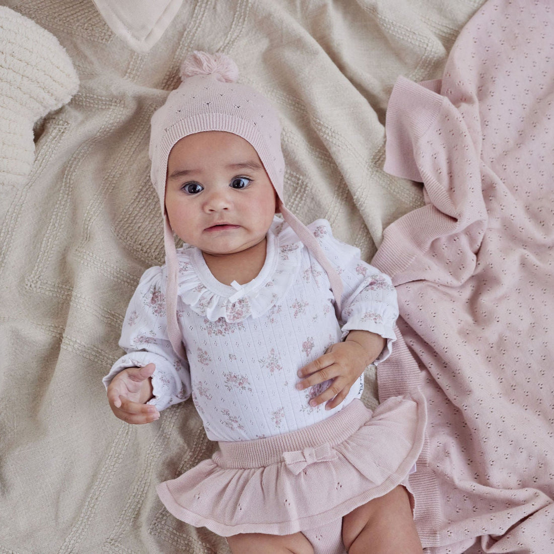 Baby Toddler Rose Blush Knit Bloomers Nappy Pants