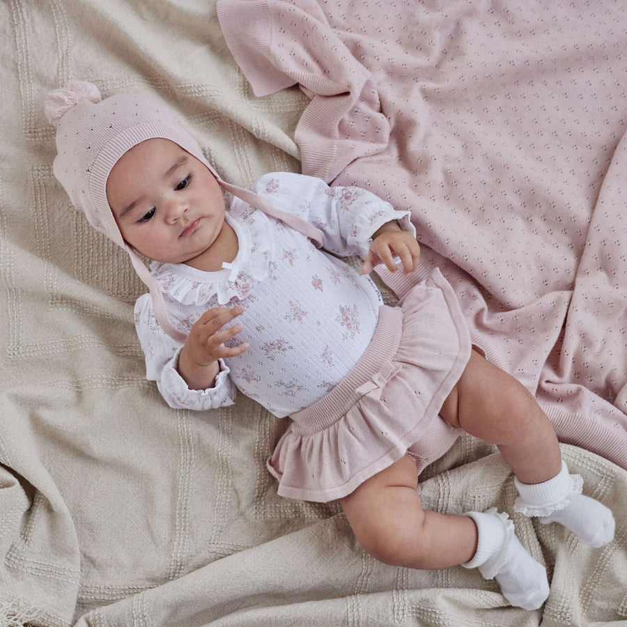 Baby Toddler Rose Blush Knit Bloomers Nappy Pants