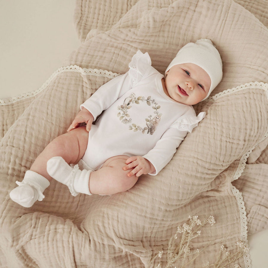 Barn Owl Print Onesie