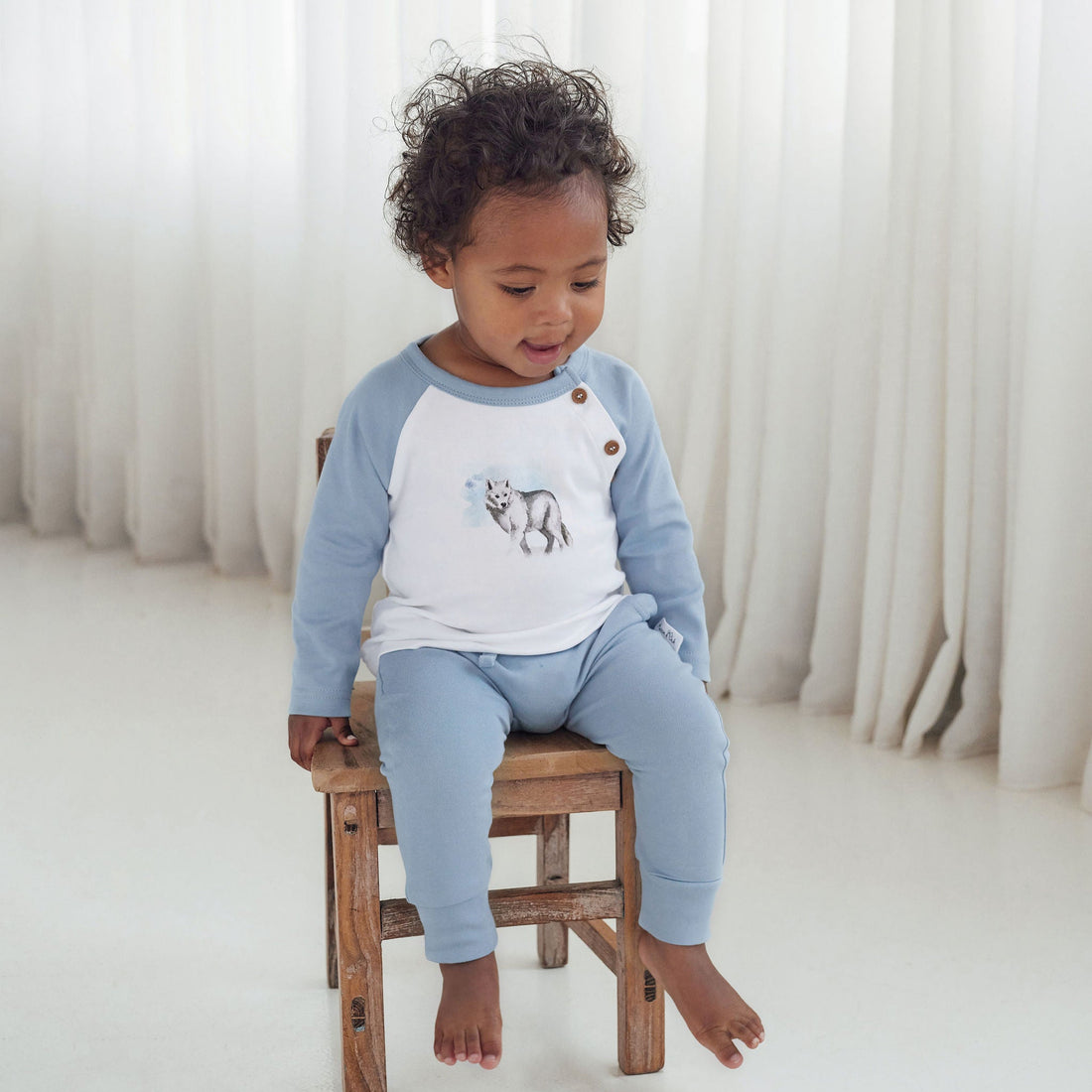 Snow Wolf Print LS Tee
