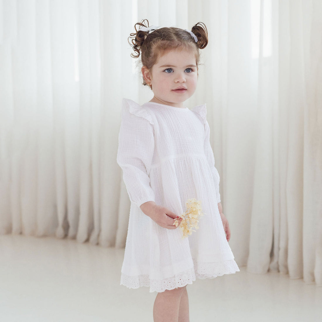 White Muslin Flutter Dress