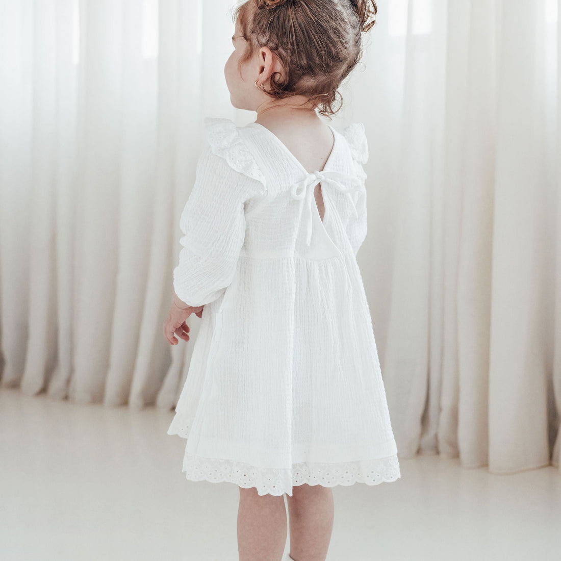 White Muslin Flutter Dress