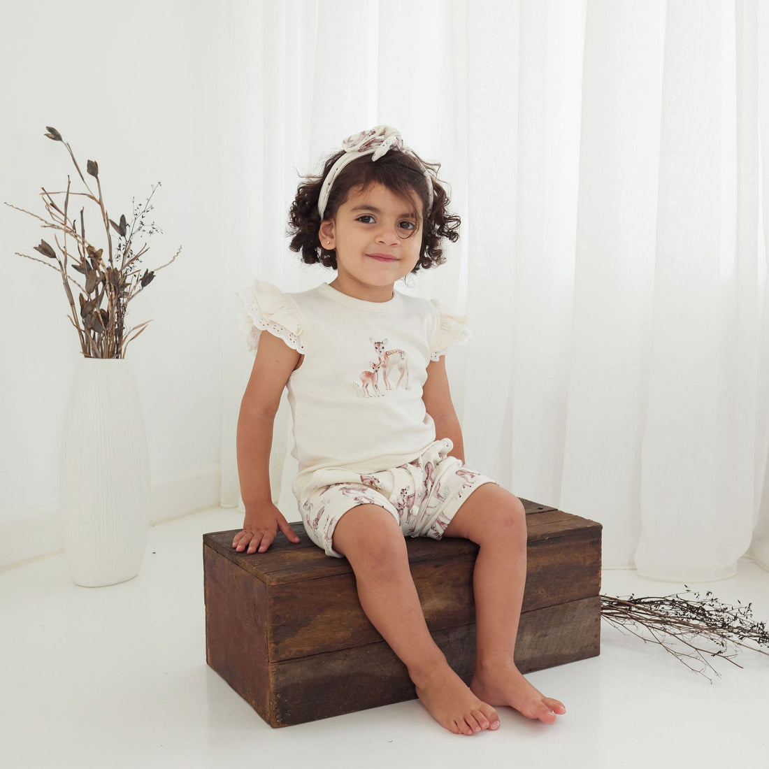 Aster & Oak Natural Watercolour Deer Fawn Meadow Headband