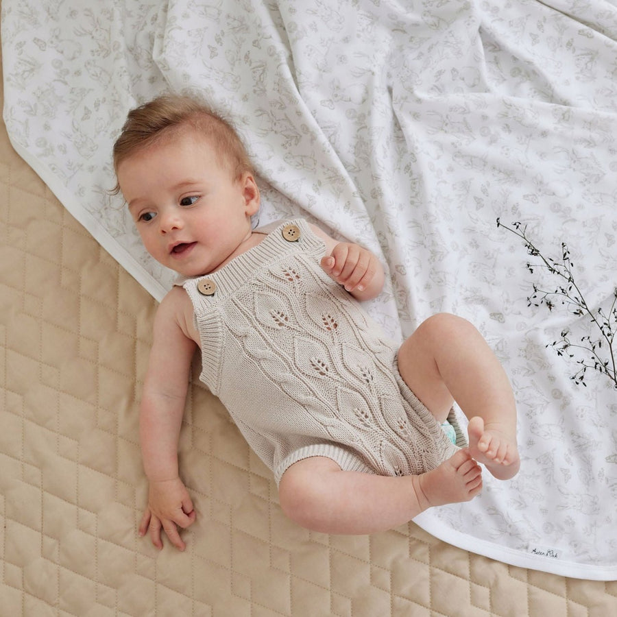Oatmeal Cable Knit Romper