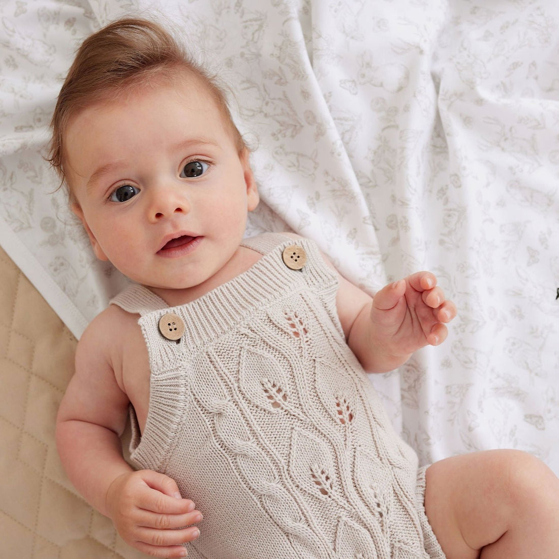 Oatmeal Cable Knit Romper