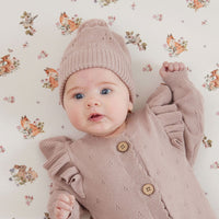 Baby Girls Knitted Winter Romper Mauve Pink Knit Beanie