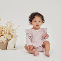Baby Girl Ruffle Pink Violet Ice Pointelle Bubble Romper