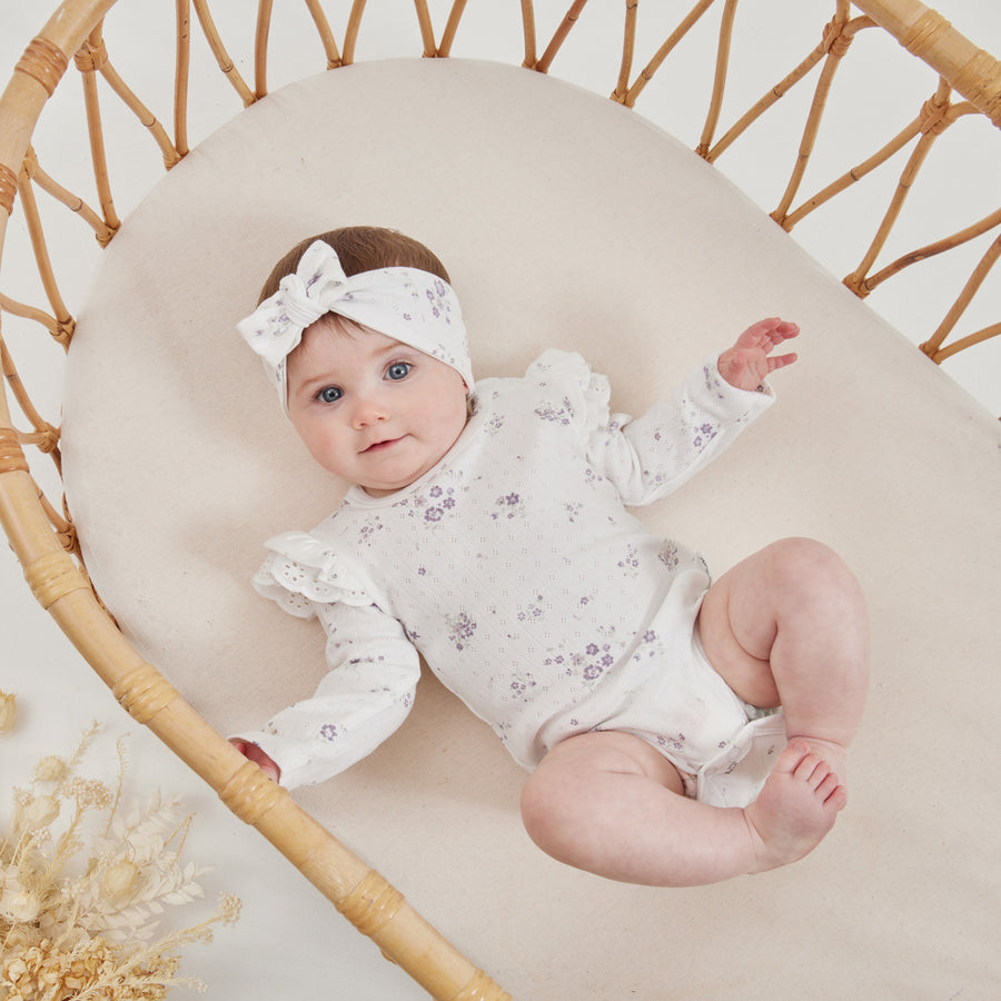 Baby Girl Pointelle Grace Floral Headband Wrap