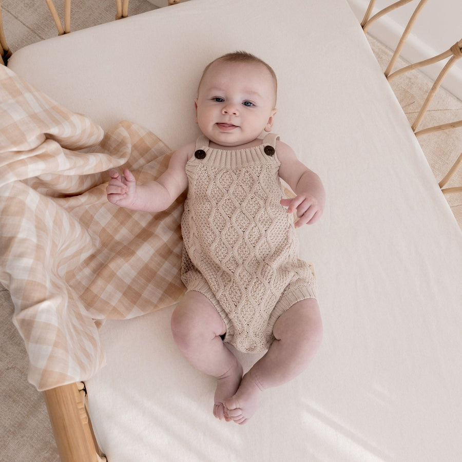Baby Natural Oat Cable Knit Romper Playsuit onesie