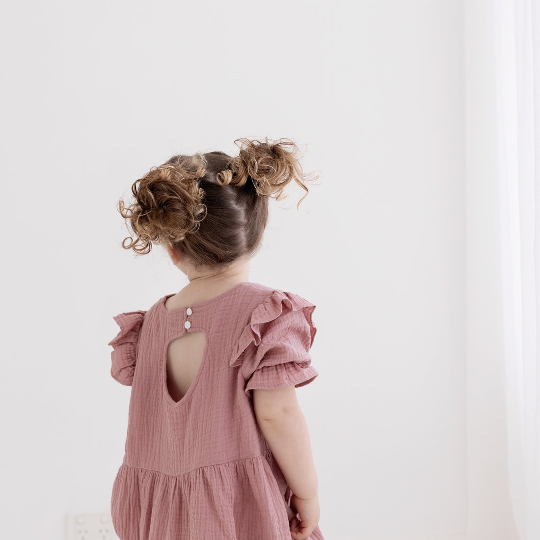 Baby & Girls Pink Summer Ruffle Rosette Muslin Dress 