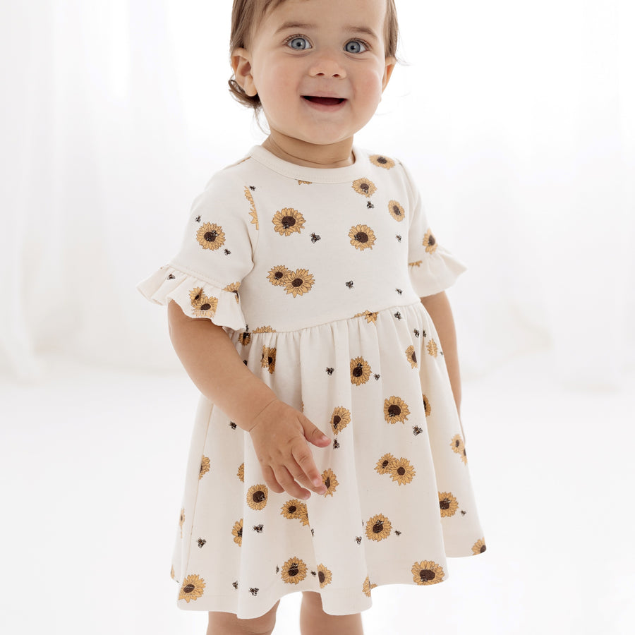 Baby & Toddler Girl Sunflower Skater Dress Party Natural 