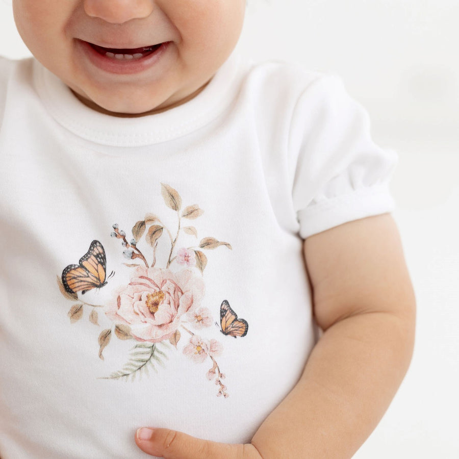 Baby & Toddler Girls Butterfly Garden Print Top Tee White