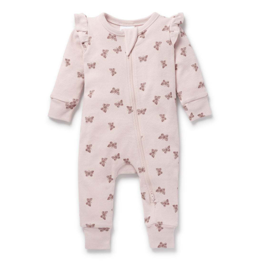 Baby Girl Newborn Pink Ribbed Soft Butterfly Rib Zip Romper