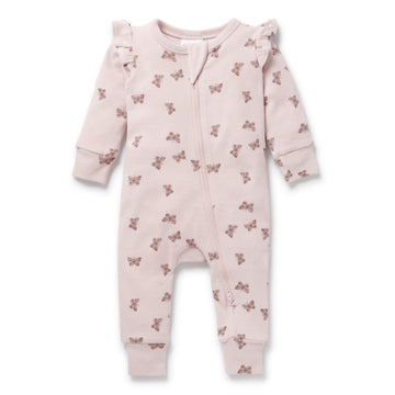 Baby Girl Newborn Pink Ribbed Soft Butterfly Rib Zip Romper