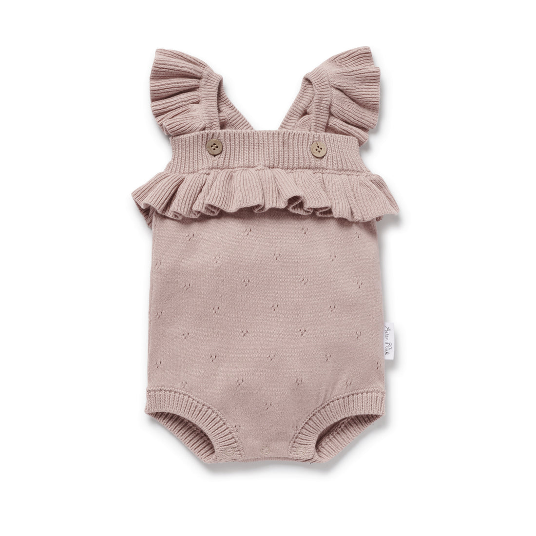 Baby Girl Pointelle Knitted Pink Wild Rose Ruffle Knit Romper