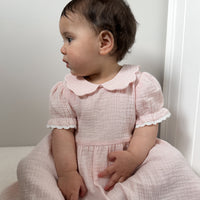 Pale Pink Muslin Trim Dress