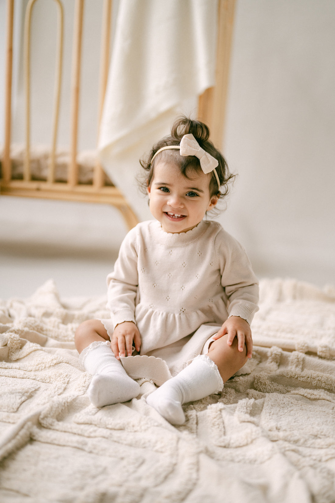 Oatmeal Pointelle Knit Dress