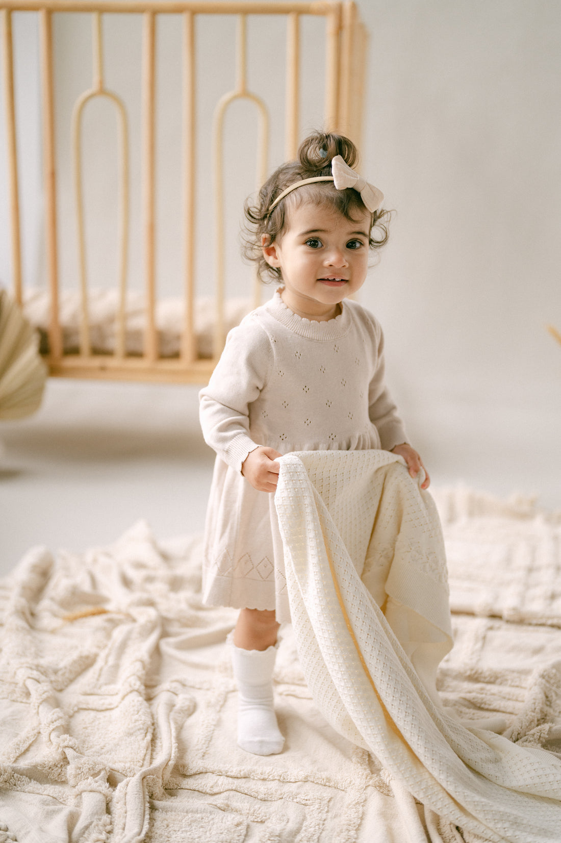 Oatmeal Pointelle Knit Dress