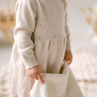 Oatmeal Pointelle Knit Dress