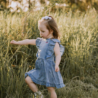 Cherry Tencel Denim Ruffle Dress