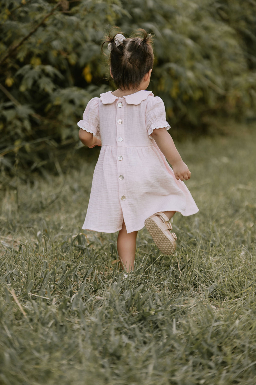 Pale Pink Muslin Trim Dress